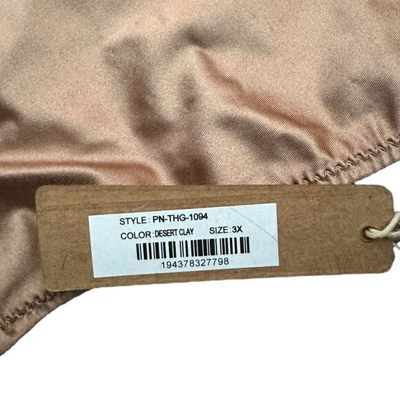 NWT SKIMS Stretch Satin Dipped Front Sexy Lingerie Thong In Clay Nude Nude - Picture 2 of 7